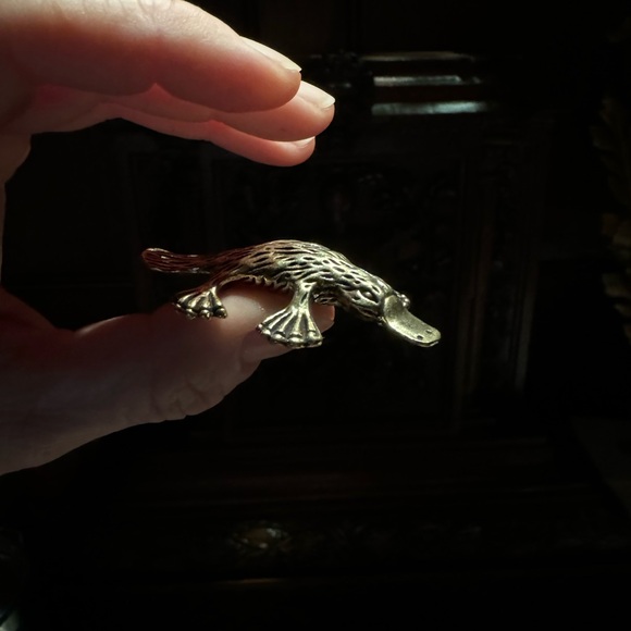 Solid Brass Platypus Vintage-style Sculpture Desk Decor - Picture 3 of 11